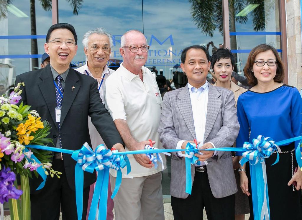 Mr. Apisit Chuenchompoo, President, Thailand Privilege Card Co., Ltd. (Thailand Elite); Mr. Gulu Lalvani, Chairman, Royal Phuket Marina; Mr. Andy Dowden, PIMEX Show Director; Mr. Nisit Jansomwong, Governor of Phuket; Ms. Kanokwara Anutarawatr, Senior Manager Exhibitions Promotion Section, Thailand Convention & Exhibition Bureau; Ms. Anoma Vongyai, Director, Tourism Authority of Thailand Phuket Office. - PIMEX 2015 © PIMEX Event Media